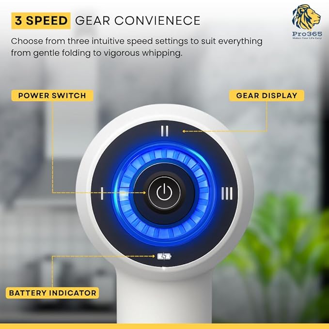 PRO365 Wireless Electric Hand Mixer | 3-Speeds | USB Rechargeable | Cordless Handheld Blender | Portable 3-in-1 with Double Egg Beaters | 2 Stirring Mesh for Baking & Cooking |