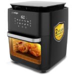 Impex 12L Air Fryer Oven 1800W | OTG Air Fryer For Home With Digital Display & 10 Preset Menu | Rotissery, Rotation Basket, Barbique Grill, Oil tray Etc | 2 Year Warranty | Airchef XL, Black