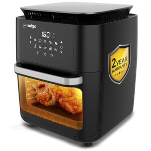Impex 12L Air Fryer Oven 1800W | OTG Air Fryer For Home With Digital Display & 10 Preset Menu | Rotissery, Rotation Basket, Barbique Grill, Oil tray Etc | 2 Year Warranty | Airchef XL, Black